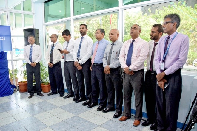 ޖޫން 25، 2015: އެމްޓީސީސީ އިން ދަތުރުފަތުރުގެ ނިޒާމު ތަރައްގީކޮށް ޒަމާނީ ކުރުމުގެ މަޝްރޫއު އިފްތިތާހު ކުރުމަށް ބޭއްވި ރަސްމިއްޔާތު -- ސަންފޮޓޯ/ އަލީ ނަސީރު 