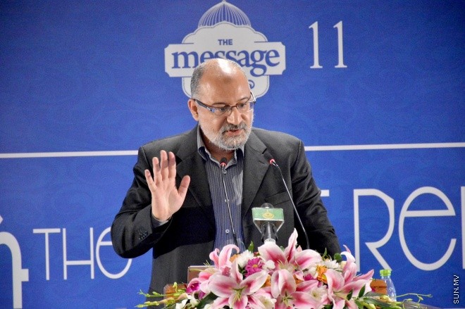 ޑިސެމްބަރު 25، 2015: އިސްލާމިކް މިނިސްޓްރީއިން އިންތިޒާމު ކޮށްގެން ބާއްވަމުން އައި "ދަ މެސެޖު" ގެ ފަހު ދަރުސްގެ ތެރެއިން -- ސަންފޮޓޯ/ އަލީ ނަސީރު