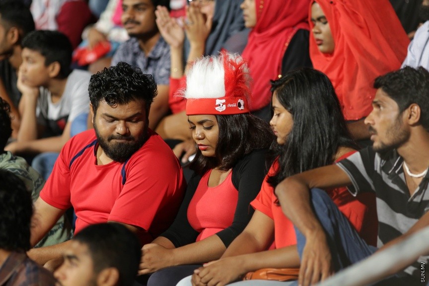 28 މާޗް 2017: އޭއެފްސީ އޭޝިއަން ކަޕް 2019 ކޮލިފިކޭޝަންގެ ގްރޫޕް ސްޓޭޖްގައި ރާއްޖެއާއި ފަލަސްތީނު ބައްދަލުކުރި މެޗުގެ ތެރެއިން---ސަން ފޮޓޯ/ ފަޔާޒު މޫސާ