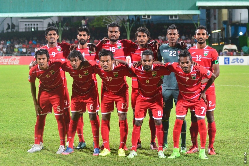 28 މާޗް 2017: އޭއެފްސީ އޭޝިއަން ކަޕް 2019 ކޮލިފިކޭޝަންގެ ގްރޫޕް ސްޓޭޖްގައި ރާއްޖެއާއި ފަލަސްތީނު ބައްދަލުކުރި މެޗުގެ ތެރެއިން---ސަން ފޮޓޯ/ މުހައްމަދު އަފްރާހް