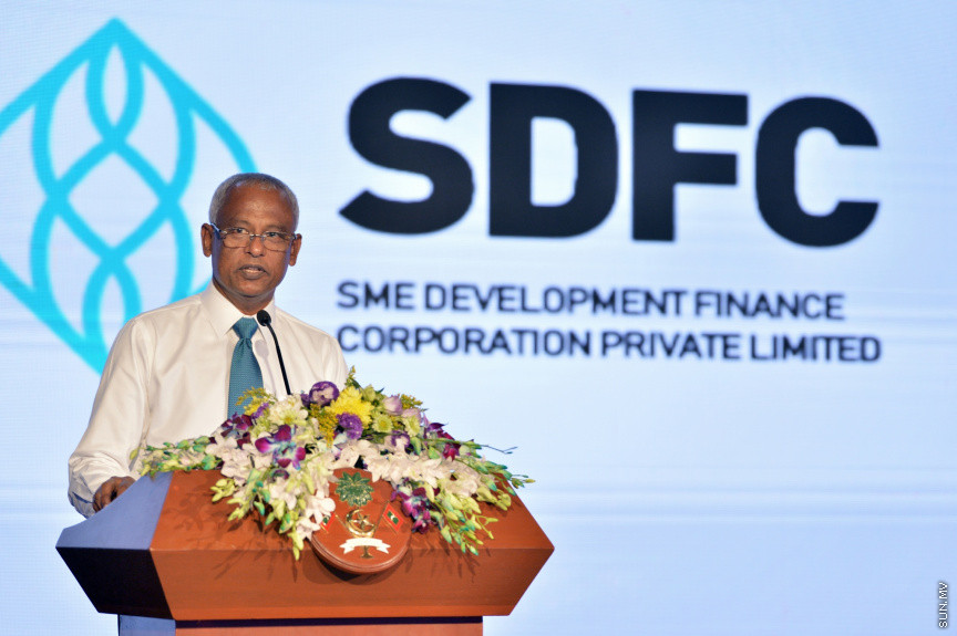 ރައީސުލްޖުމްހޫރިއްޔާ،އެސް.އެމް.އީ. ޑިވެލޮޕްމަންޓް ފައިނޭންސް ކޯޕަރޭޝަން ޕްރައިވެޓް ލިމިޓެޑް (އެސް.ޑީ.އެފް.ސީ) އިފްތިތާޙުކޮށްދެއްވުން -- ފޮޓޯ/ ރައީސް އޮފީސް