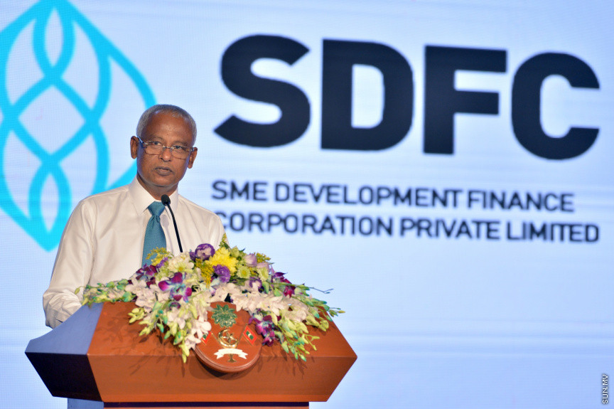 ރައީސުލްޖުމްހޫރިއްޔާ،އެސް.އެމް.އީ. ޑިވެލޮޕްމަންޓް ފައިނޭންސް ކޯޕަރޭޝަން ޕްރައިވެޓް ލިމިޓެޑް (އެސް.ޑީ.އެފް.ސީ) އިފްތިތާޙުކޮށްދެއްވުން -- ފޮޓޯ/ ރައީސް އޮފީސް