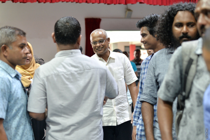 ނޮވެމްބަރ 22، 2019: ވެރިކަން ކުރާ މައި ޕާޓީ، އެމްޑީޕީގެ ލީޑަޝިޕަަށް ބޭފުޅުން އިންތިހާބު ކުރުމަށް ބޭއްވި އިންތިހާބުގެ ތެރެއިން -- ސަން ފޮޓޯ/ ފަޔާޒު މޫސާ