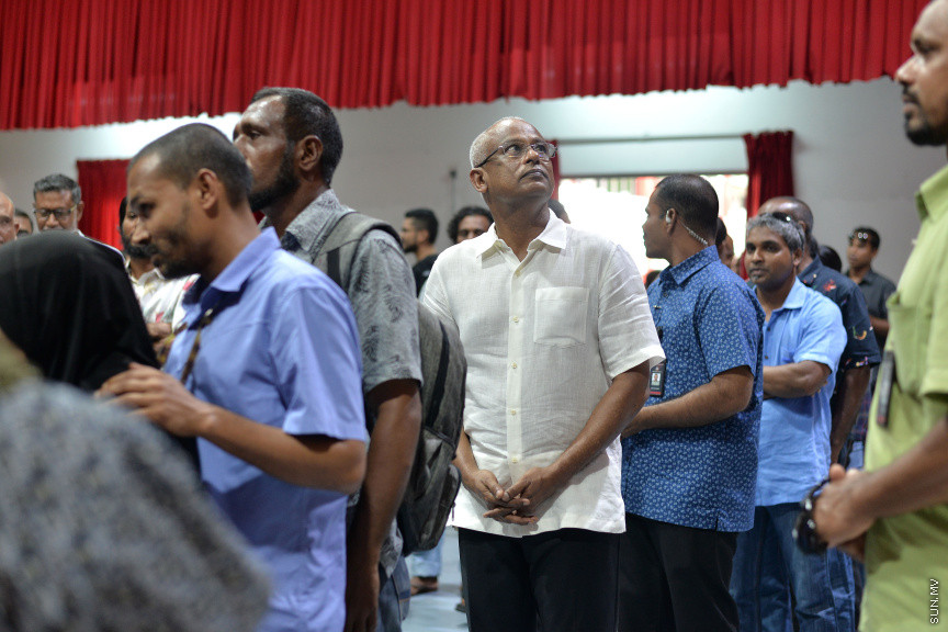 ނޮވެމްބަރ 22، 2019: ވެރިކަން ކުރާ މައި ޕާޓީ، އެމްޑީޕީގެ ލީޑަޝިޕަަށް ބޭފުޅުން އިންތިހާބު ކުރުމަށް ބޭއްވި އިންތިހާބުގެ ތެރެއިން -- ސަން ފޮޓޯ/ ފަޔާޒު މޫސާ