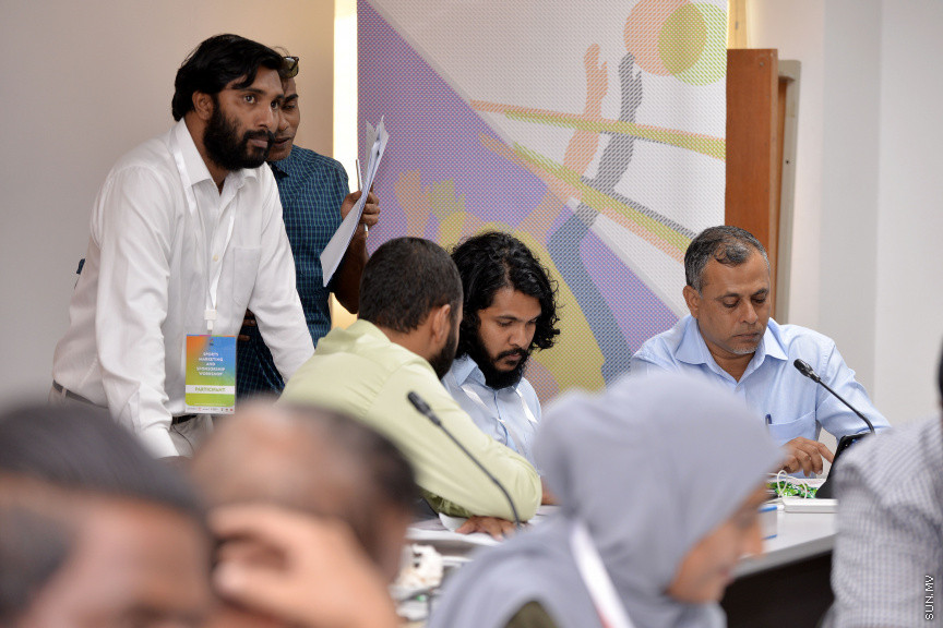 ޖެނުއަރީ 28، 2020: މޯލްޑިވްސް ސްޕޯޓްސް ކޯޕަރޭޝަނުން އިސްނަގައިގެން ސްޓެލްކޯ ހޯލްގައި ކުރިއަށް ދާ މާކެޓިންގް އާއި ސްޕޮންސާޝިޕްގެ ހާއްސަ ވޯކްޝޮޕްގެ ތެރެއިން -- ސަން ފޮޓޯ/ ފަޔާޒު މޫސާ