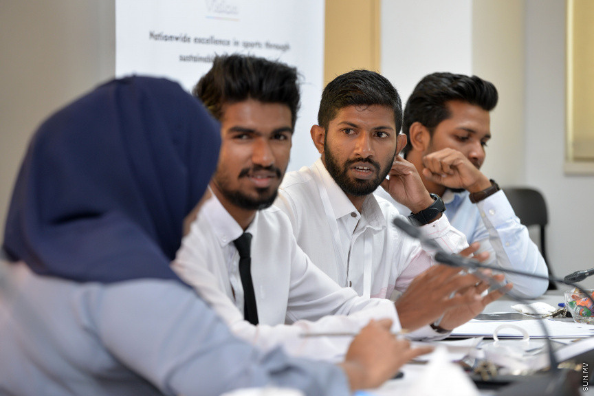 ޖެނުއަރީ 28، 2020: މޯލްޑިވްސް ސްޕޯޓްސް ކޯޕަރޭޝަނުން އިސްނަގައިގެން ސްޓެލްކޯ ހޯލްގައި ކުރިއަށް ދާ މާކެޓިންގް އާއި ސްޕޮންސާޝިޕްގެ ހާއްސަ ވޯކްޝޮޕްގެ ތެރެއިން -- ސަން ފޮޓޯ/ ފަޔާޒު މޫސާ