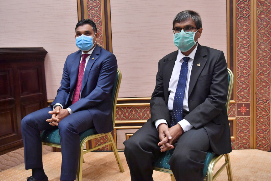 ފެބްރުއަރީ 4، 2021: 2021 ވަނަ އަހަރަށް ރައްޔިތުންގެ މަޖިލިސް ހުޅުވުމުގެ ޖަލްސާގެ ތެރެއިން:  މި ޖަލްސާގައި ރައީސުލްޖުމްހޫރިއްޔާ އިބްރާހިމް މުހައްމަދު ސޯލިހު ވަނީ  ރިޔާސީ ބަޔާން އިއްވަވާފަ -- ފޮޓޯ/ ރައީސް އޮފީސް