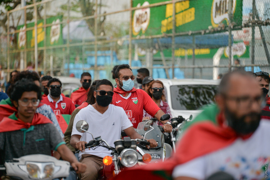 09/30/2021 - "ޒުވާނުން ގައުމީ ޓީމާއެކު" ގެ ނަމުގައި މިއަދު ހަވީރު މާލޭގައި ބޭއްވި ސައިކަލް ބުރުގެ ތެރެއިން --- ސަން ފޮޓޯ// އަހުމަދު އައިމަން އަލީ