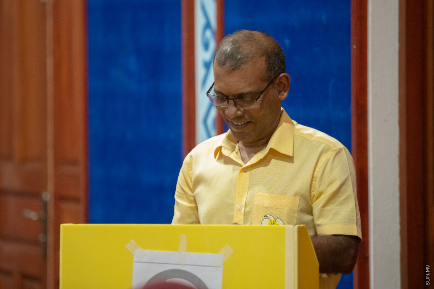  މުހައްމަދު ނަޝީދު އިންތިޚާބުގެ ވޯޓުލަނީ -- ސަން ފޮޓޯ/ މުހައްމަދު ހައްޔާން