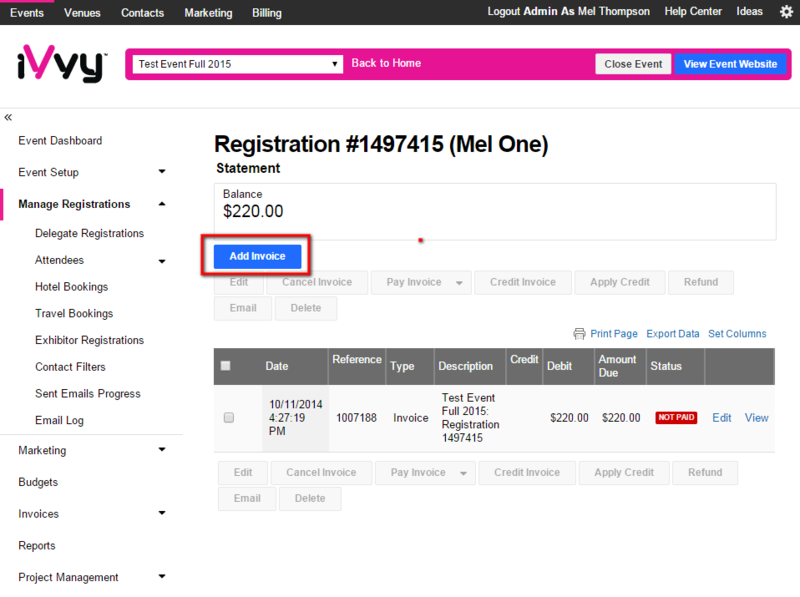 manually creating an invoice