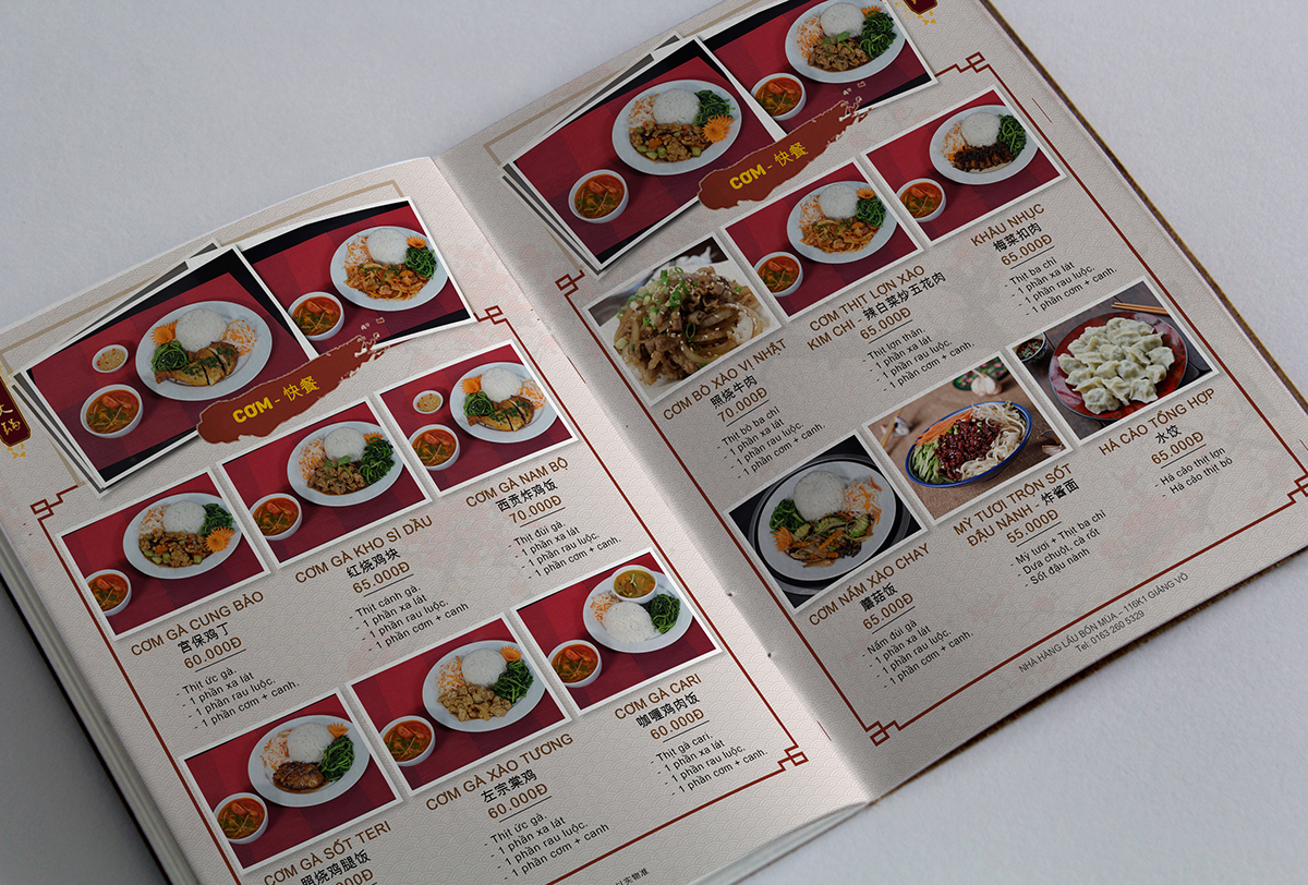 Menu nhà hàng cơm gà