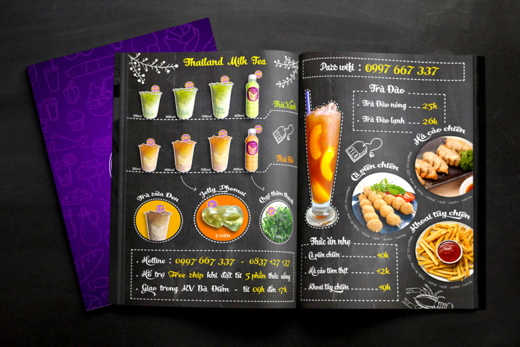 Menu cửa hàng cafe phong cách nhẹ nhàng