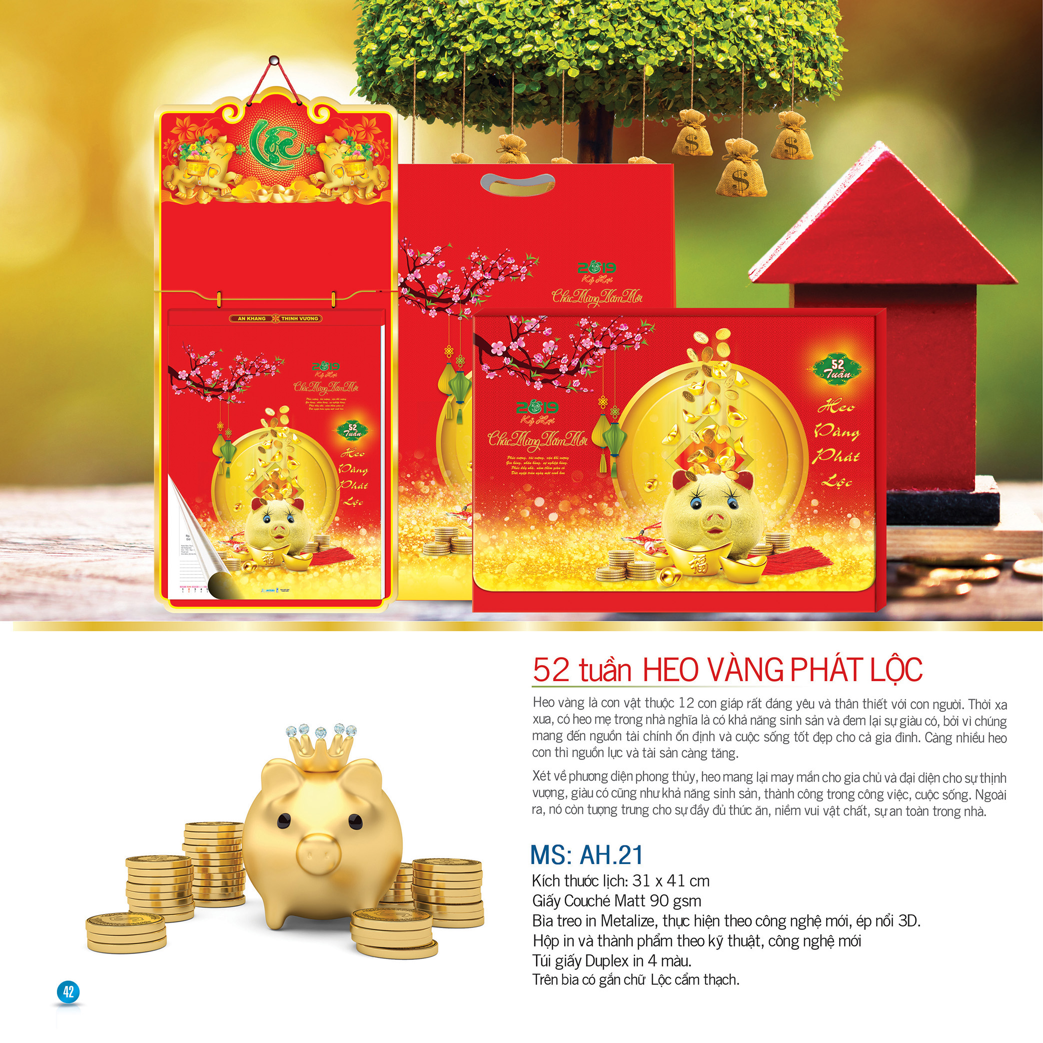 Lịch làm việc theo chủ đề heo vàng phát lộc