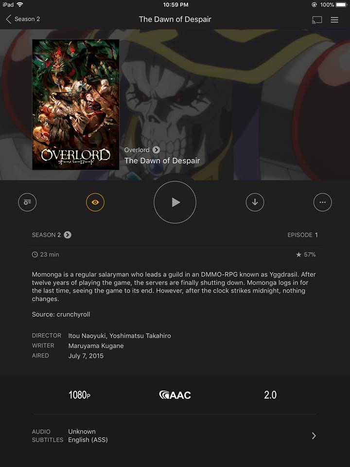 enjoy overlord anime on ipad