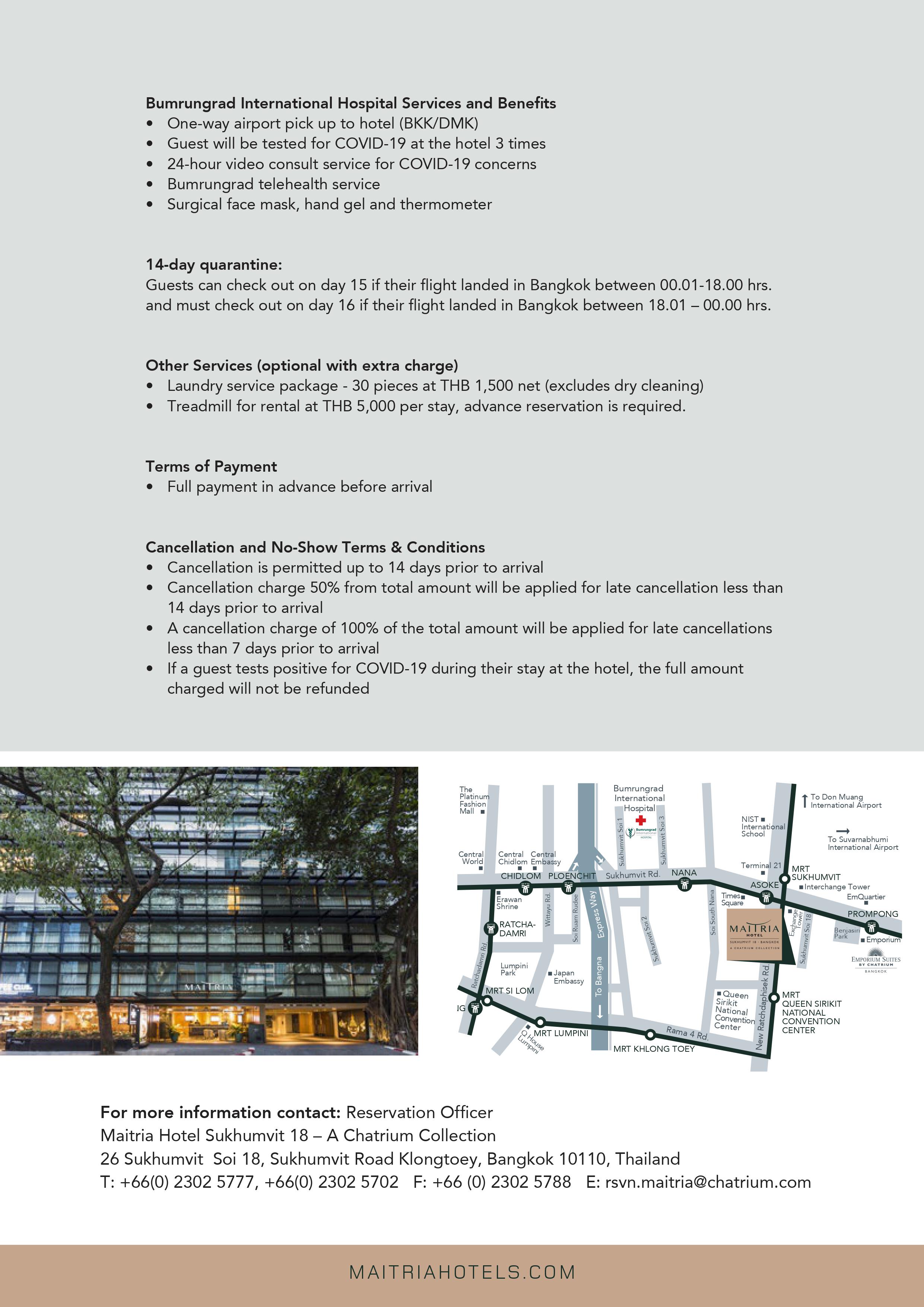 Ticketmelon Maitria Hotel Sukhumvit 18 Partnership With Bumrungrad International Hospital For Alternative State Quarantine Asq