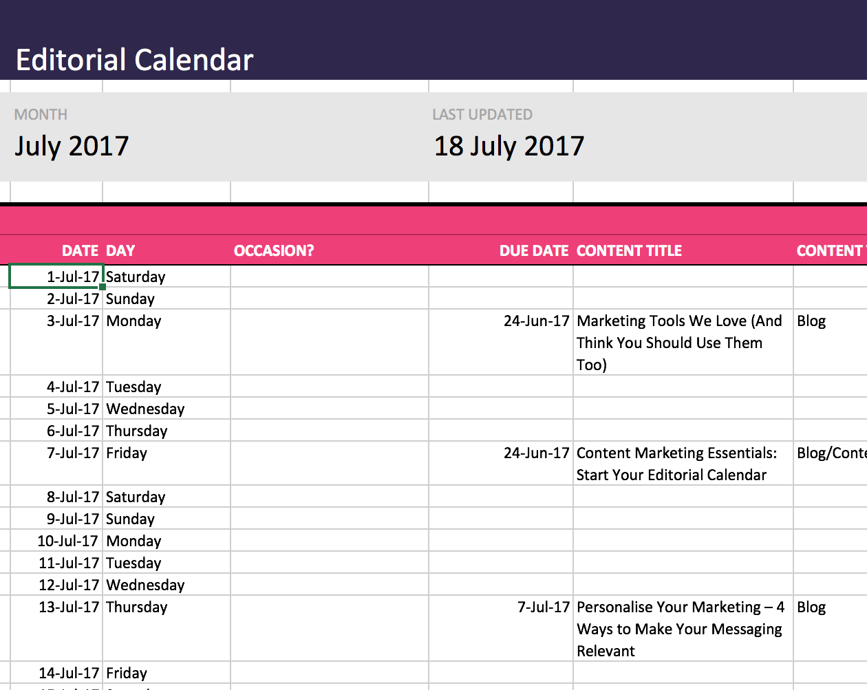 Content Marketing Essentials Start Your Editorial Calendar Free 