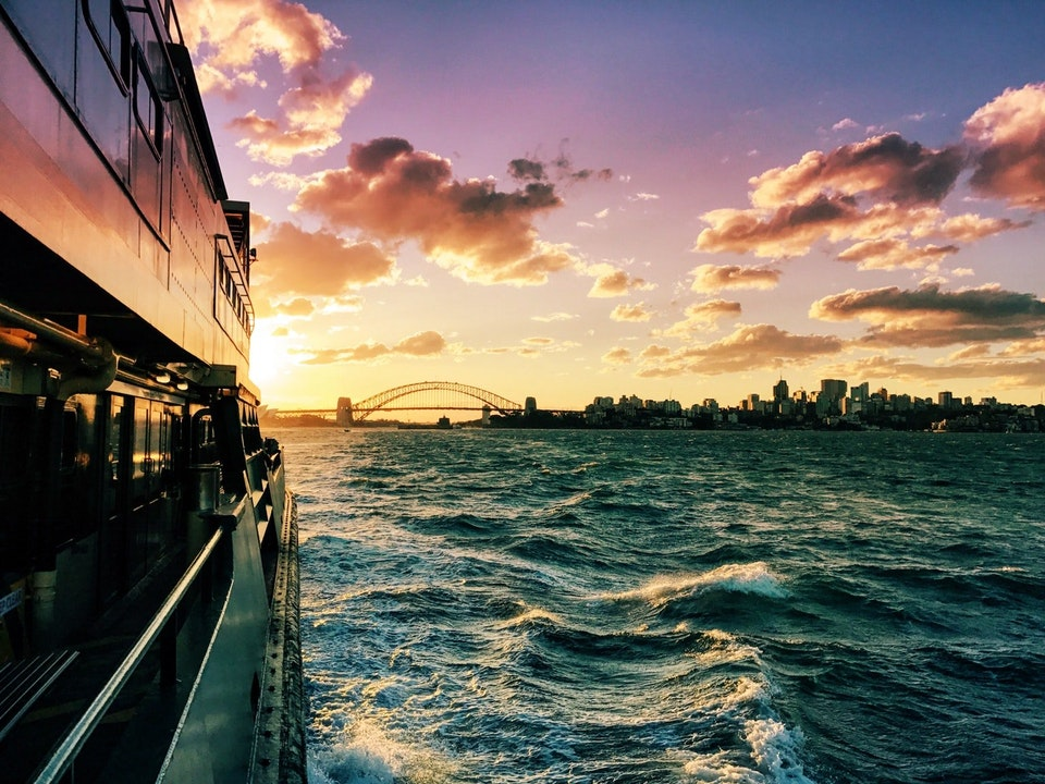 Sunset views from the Manly Ferry, Sydney