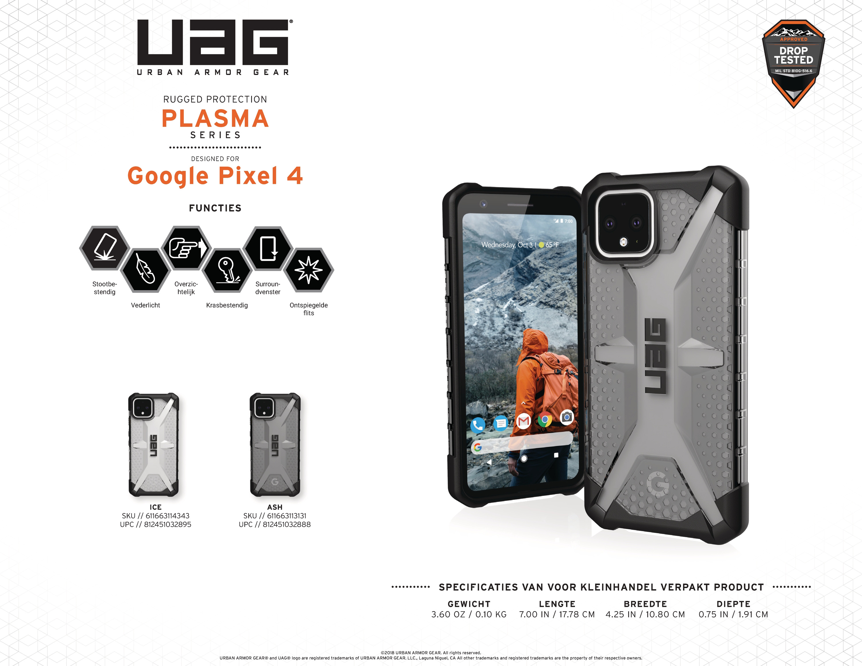 Ốp lưng Google Pixel 4 UAG Plasma 1 GOOGLE PIXEL 4 PLASMA SELL SHEET DUTCH