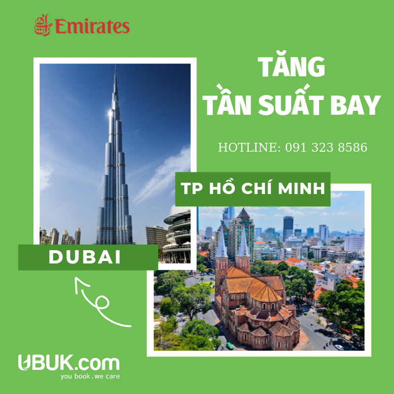 EMIRATES TĂNG TẦN SUẤT BAY GIỮA TP HỒ CHÍ MINH VÀ DUBAI