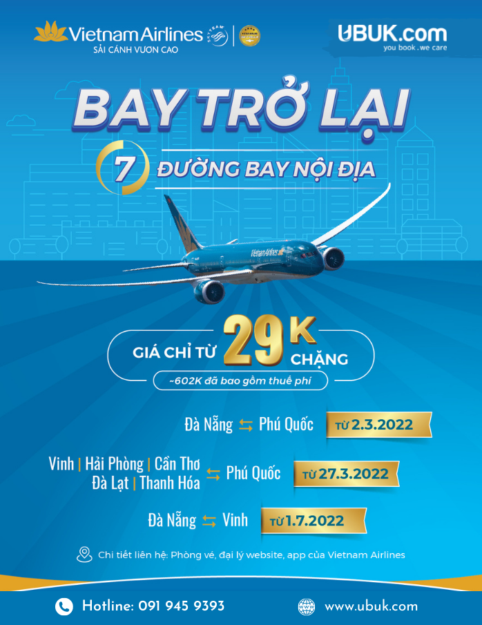 VNA KHAI THÁC TRỞ LẠI 7 ĐƯỜNG BAY NỘI ĐỊA