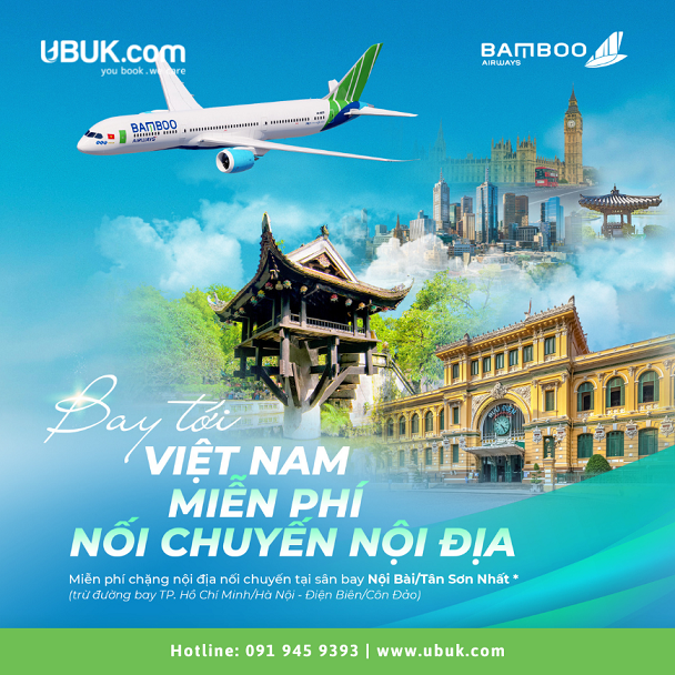 BAMBOO AIRWAYS MIỄN PHÍ NỐI CHUYẾN NỘI ĐỊA CHO HÀNH KHÁCH BAY VỀ VIỆT NAM