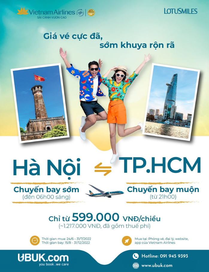 VNA ƯU ĐÃI HẠNG PHỔ THÔNG SIÊU TIẾT KIỆM TRÊN CHẶNG BAY GIỮA HÀ NỘI VÀ TP. HỒ CHÍ MINH