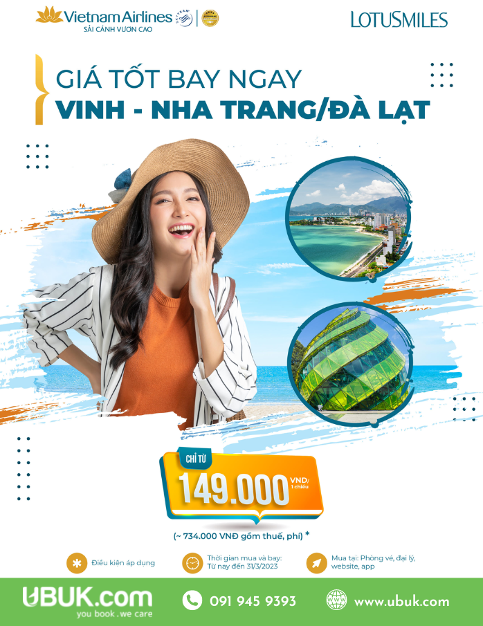 GIÁ TỐT BAY NGAY VINH - ĐÀ LẠT/ NHA TRANG