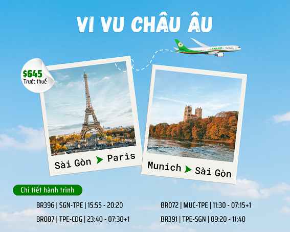 BAY CHÂU ÂU CÙNG EVA AIR