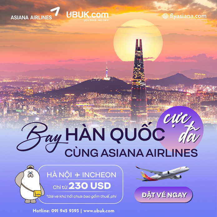 GIÁ VÉ HẾT Ý - BAY HÀN QUỐC MÊ LY