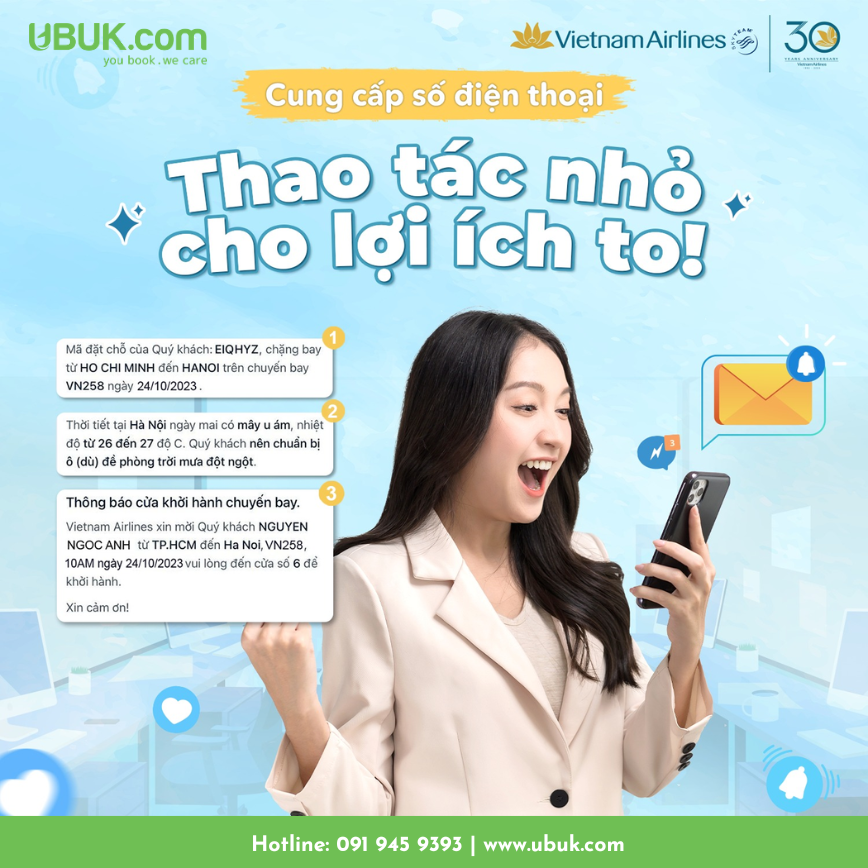 CUNG CẤP SỐ ĐIỆN THOẠI KHI MUA VÉ BAY: THAO TÁC NHỎ, LỢI ÍCH TO!