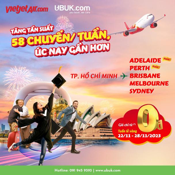 TĂNG TẦN SUẤT BAY ĐẾN ÚC, VIETJET TẶNG NGÀN DEAL HOT 