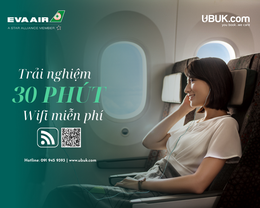 EVA AIRWAYS - TRẢI NGHIỆM 30 PHÚT WIFI MIỄN PHÍ TRÊN CHUYẾN BAY