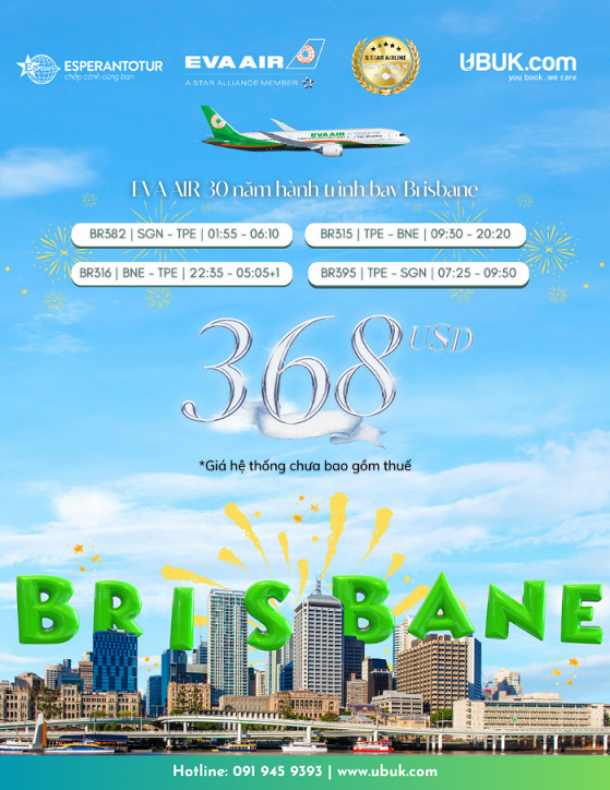 EVA AIR – 30 NĂM HÀNH TRÌNH BAY BRISBANE