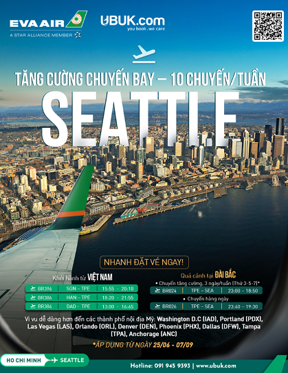 SEATTLE TĂNG CƯỜNG CHUYẾN BAY, SẴN SÀNG BAY NGAY! 