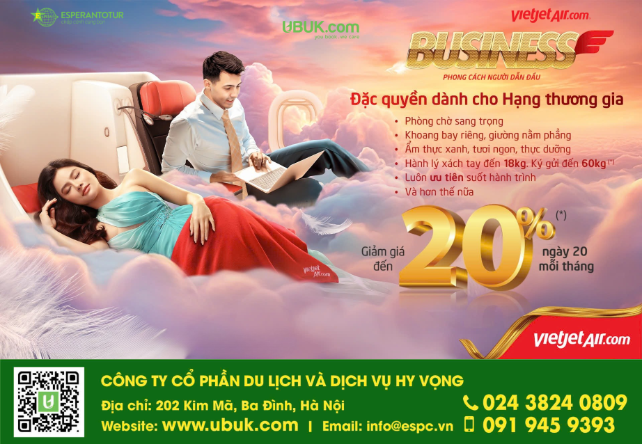 ƯU ĐÃI GIẢM 20% CHO HẠNG VÉ SKYBOSS & BUSINESS