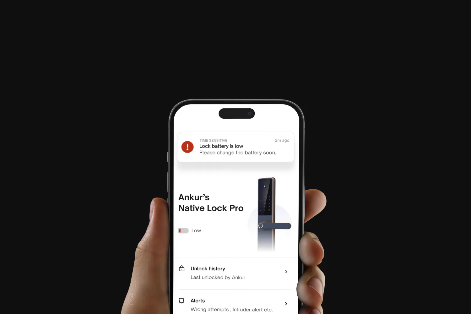 Native Lock Pro: App · battery alert.