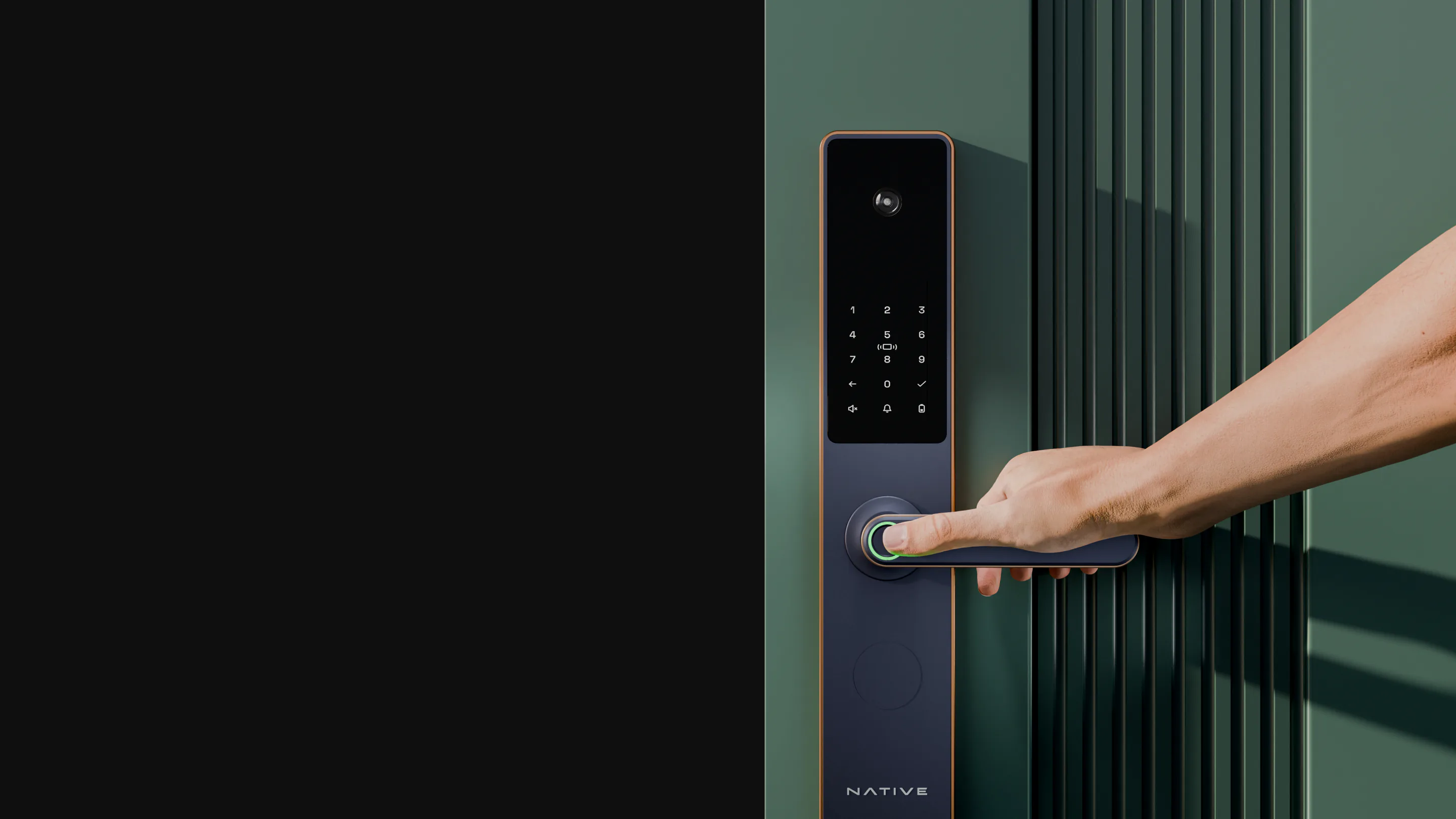 Native Lock Pro: Lock Pro on a green door.