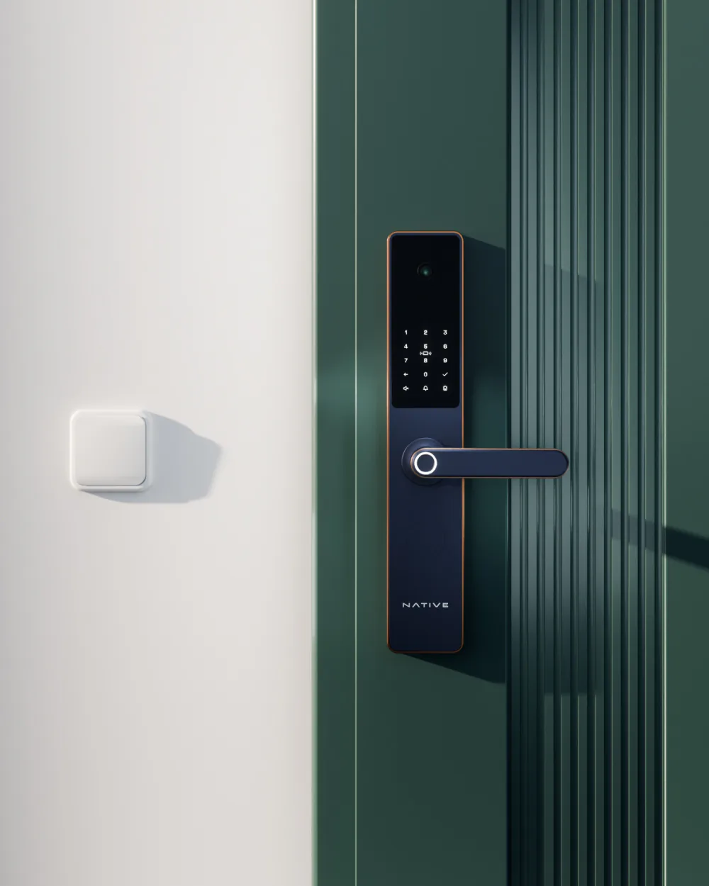 Native Lock Pro: On a green door.