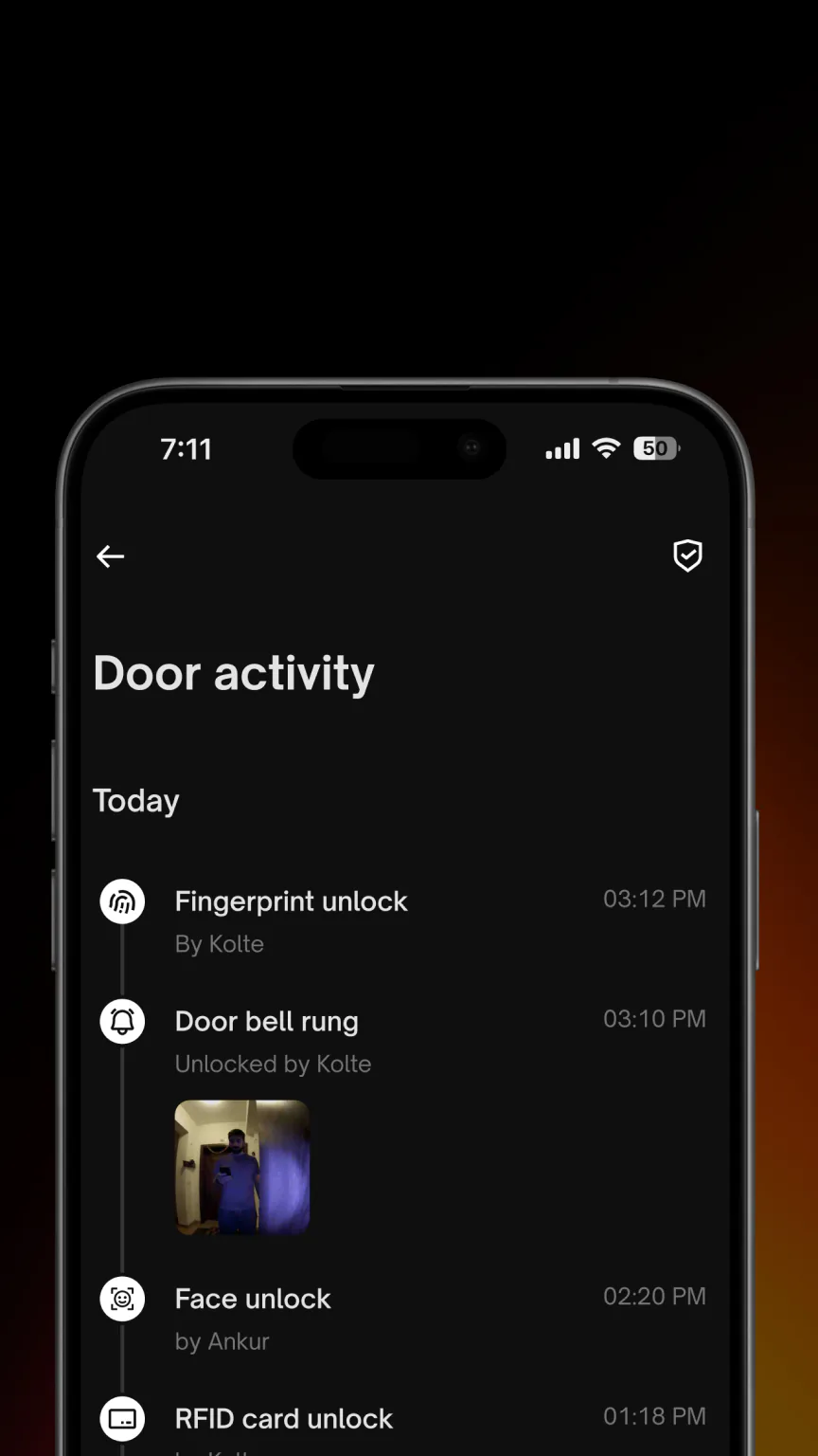 Native Lock Ultra: App · unlock history.