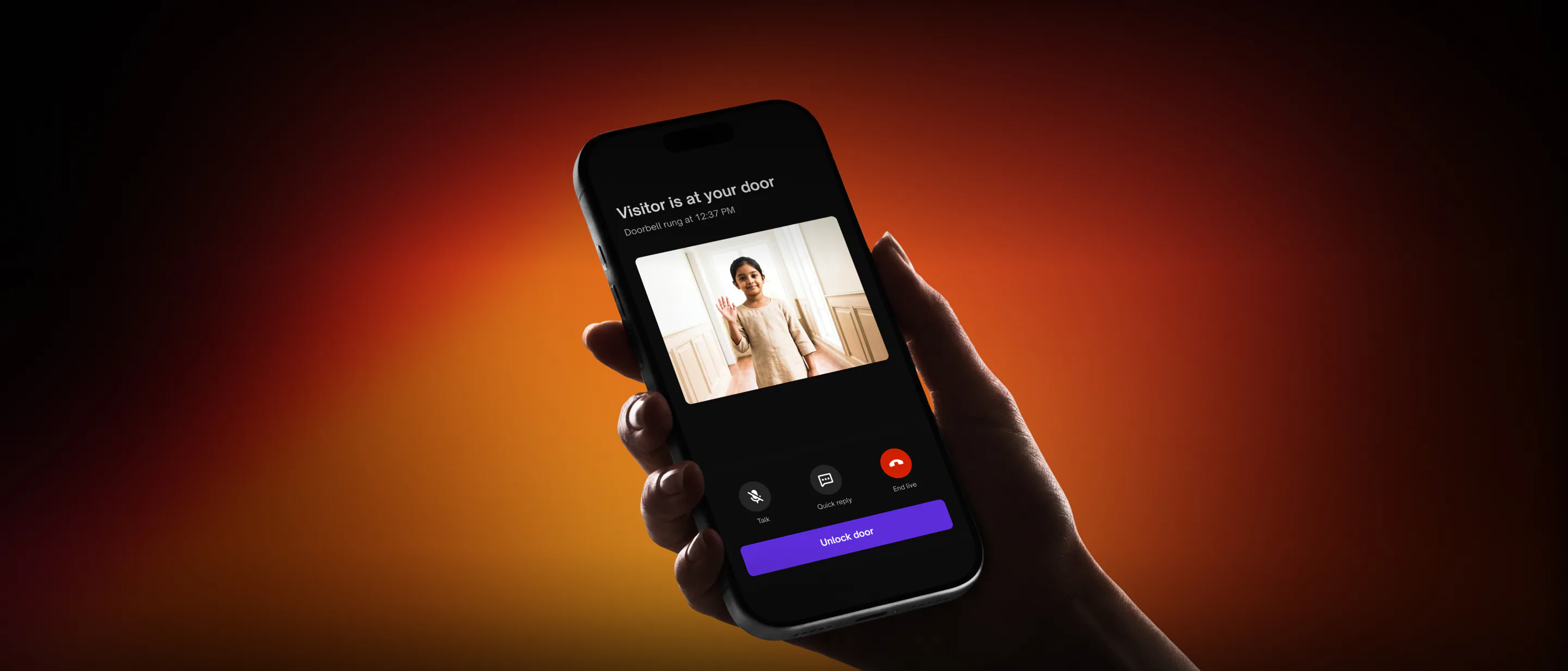Native Lock Ultra: Phone with live visitor.