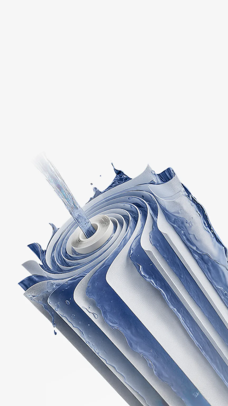 Illustration of water flushing through a filter during a Smart Rinse cycle.