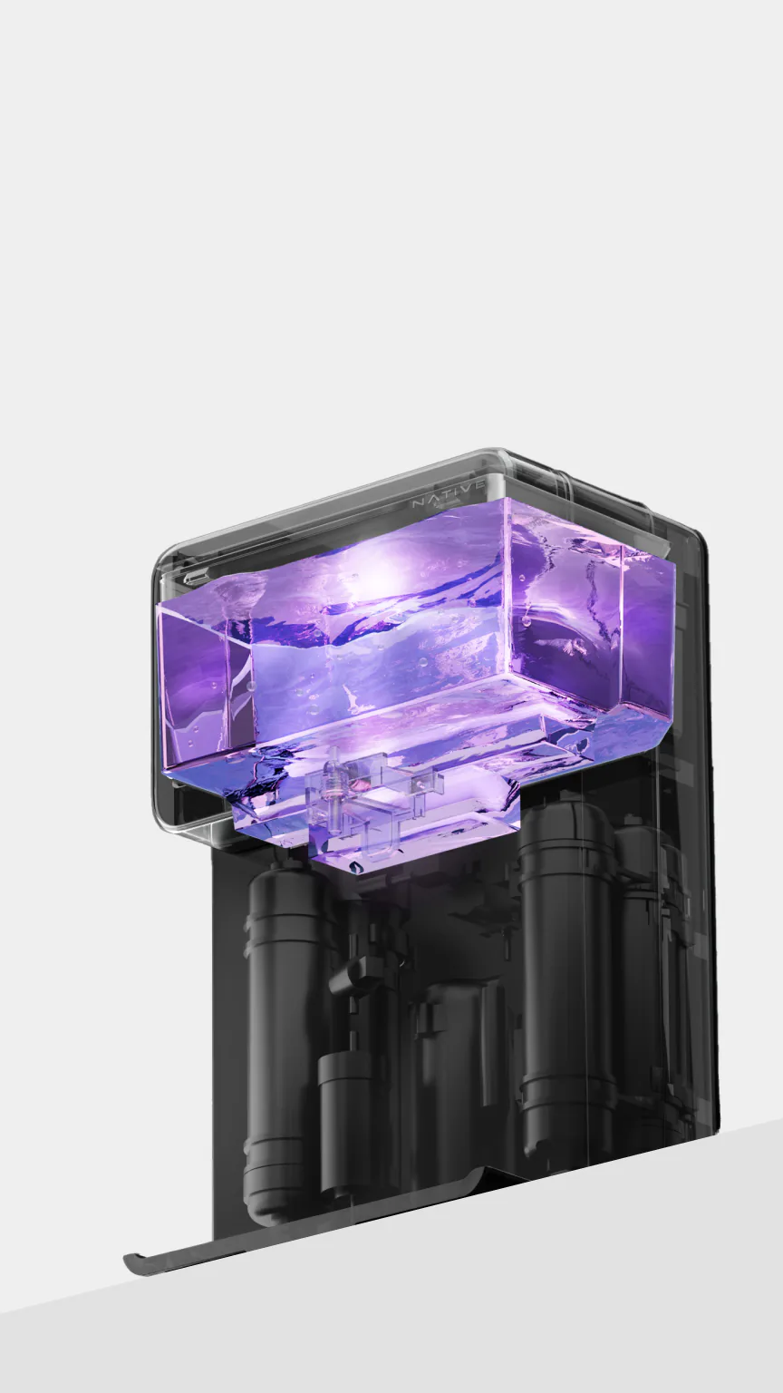 The Native M1 UV chamber glowing violet.