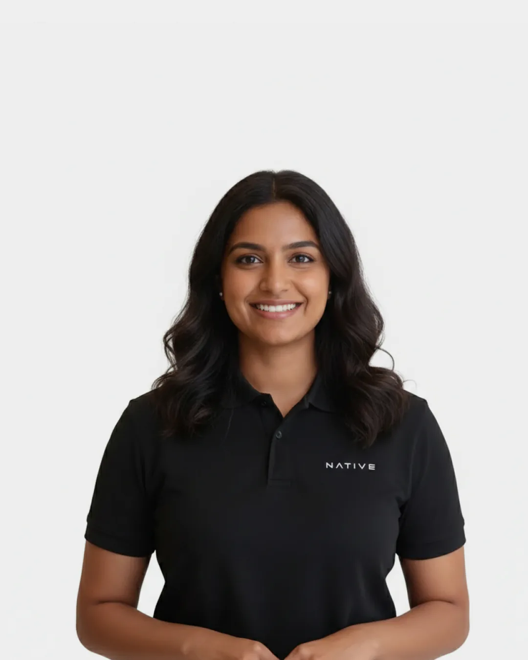 A Native support expert in a black polo shirt.
