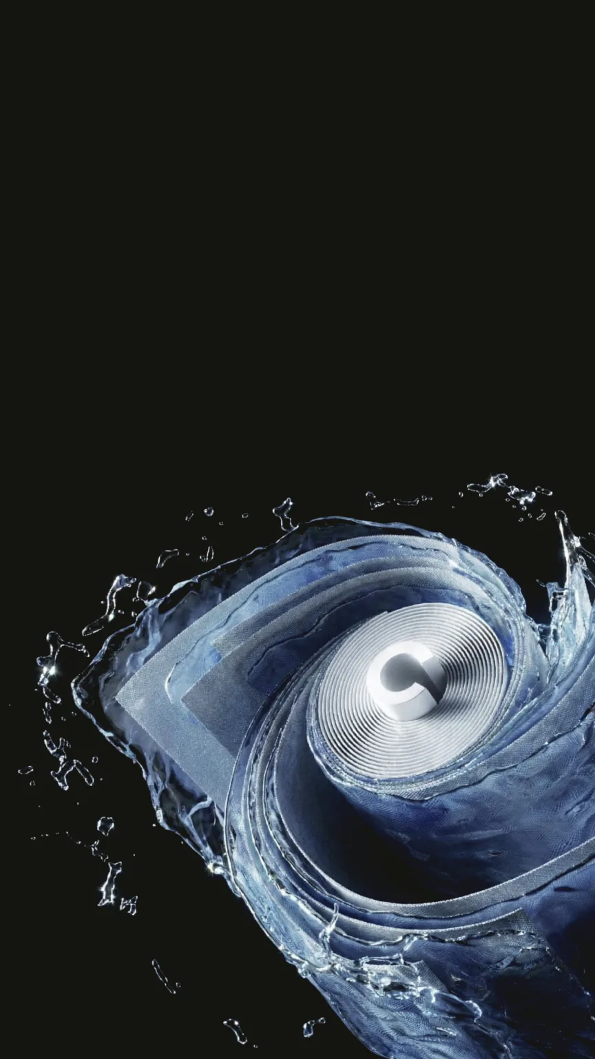 Illustration of water flushing through a filter during a Smart Rinse cycle.