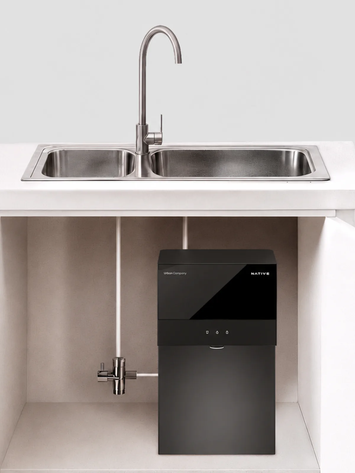 Native M3 inside an under-sink cabinet, a placement it does not support.