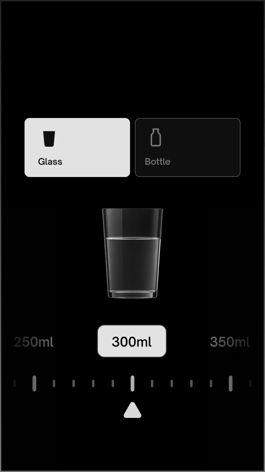 UC app screen for the Native M3: glass and bottle presets set to 300 ml.
