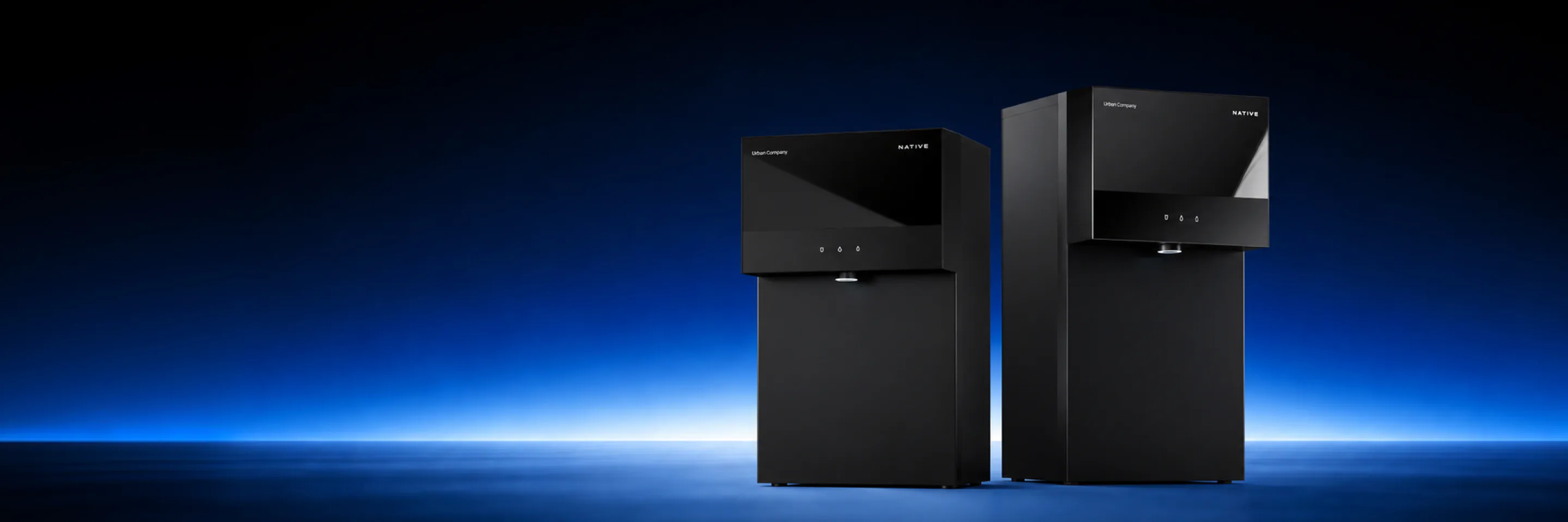 Native M3 Pro and Native M3 side by side on a blue-lit floor.