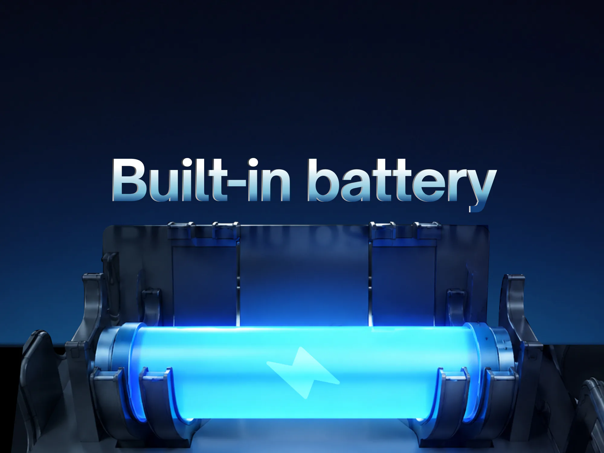 The Native M3 Pro's built-in battery glowing blue inside the purifier.