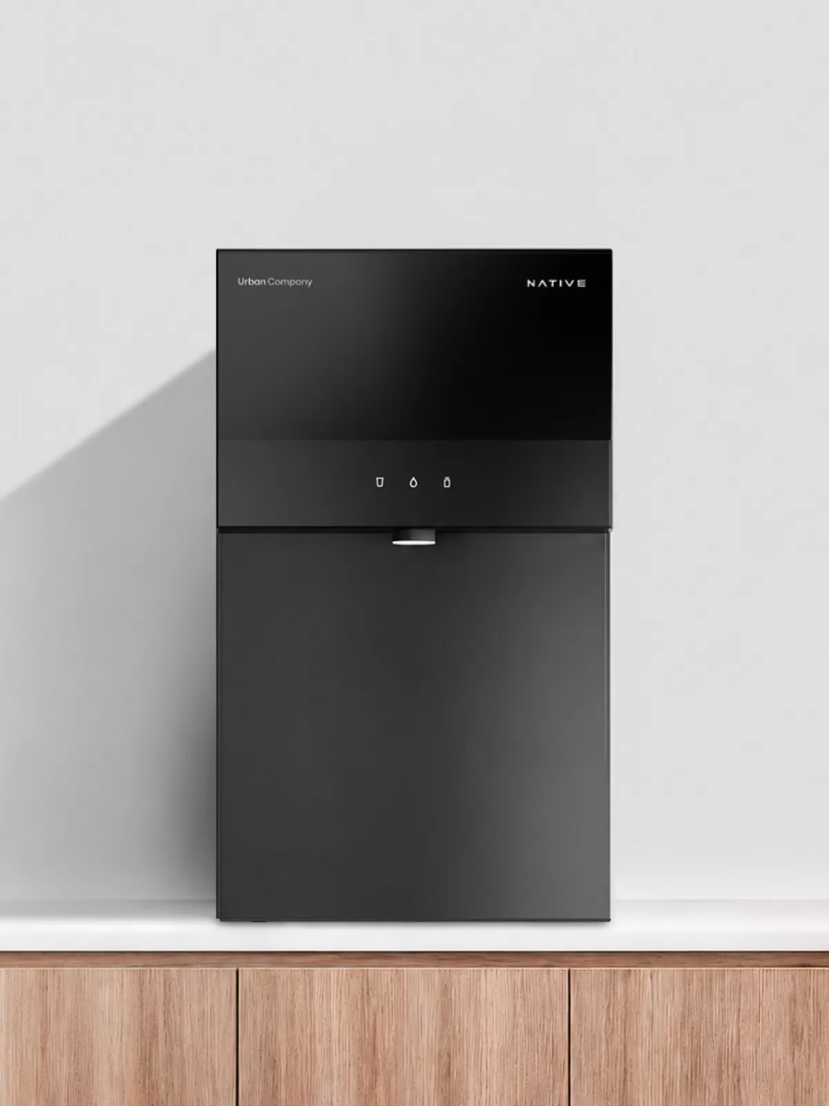 Native M3 Pro standing on a wooden kitchen counter.