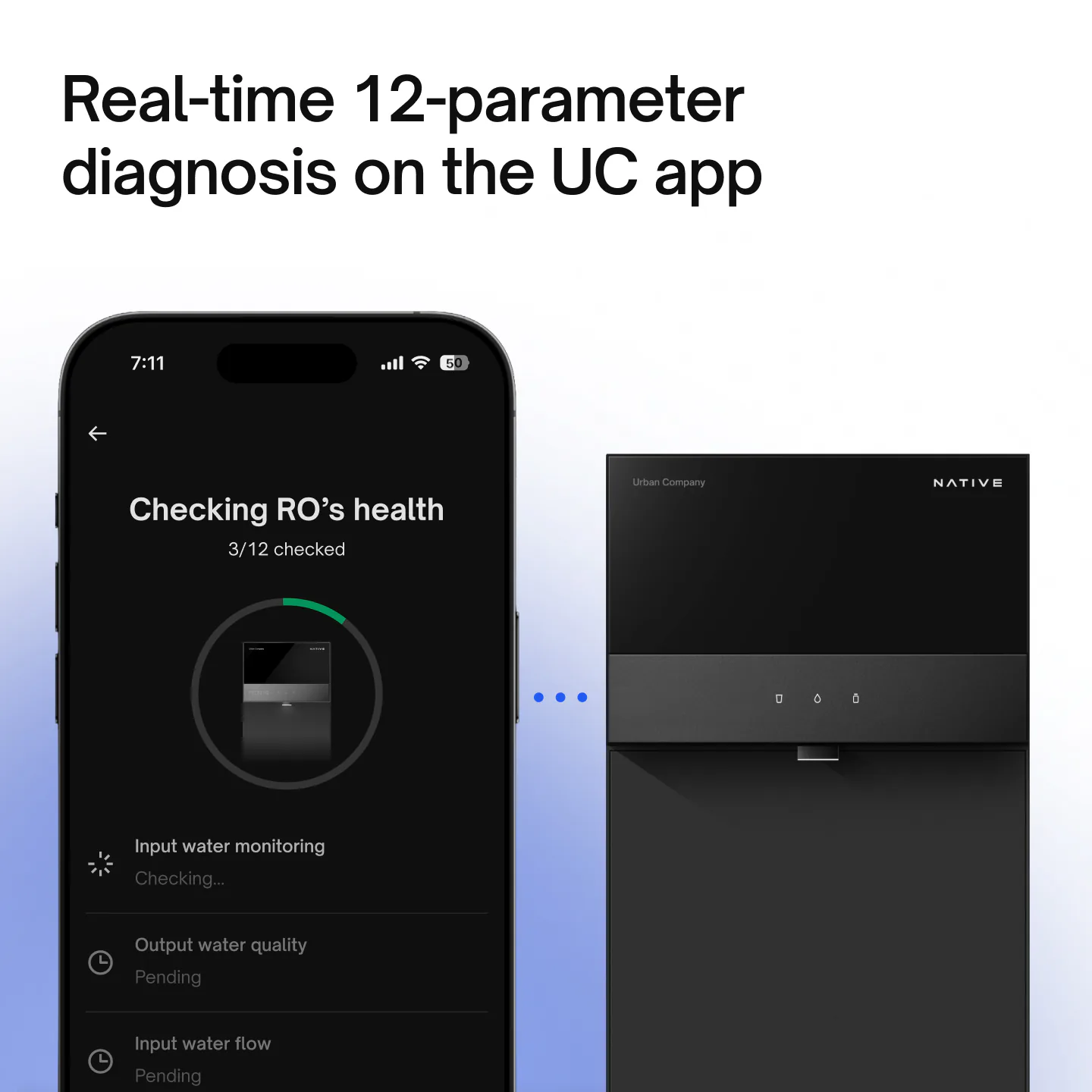 Real-time 12-parameter diagnosis of the Native M3 on the UC app.